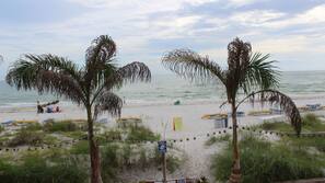 On the beach, white sand