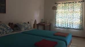 Individually furnished, desk, laptop workspace, iron/ironing board
