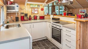 Fridge, microwave, hob, dishwasher