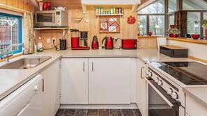 Fridge, microwave, hob, dishwasher