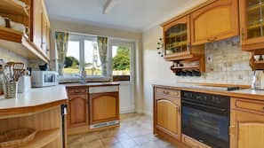 Fridge, microwave, oven, electric kettle