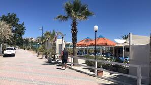 On the beach, white sand, beach bar