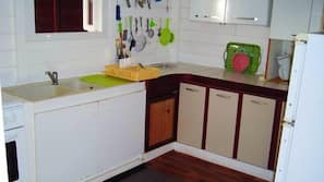 Fridge, microwave, stovetop