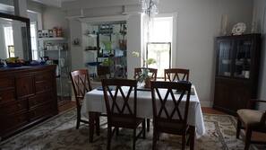 Fridge, coffee/tea maker, toaster, cookware/dishes/utensils
