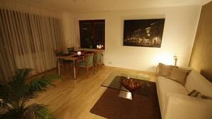 Flat-screen TV, video game console, DVD player, first-run films