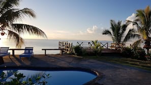 Outdoor pool, sun loungers