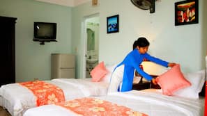 Premium bedding, down comforters, memory foam beds, minibar