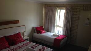 Desk, blackout curtains, iron/ironing board, free WiFi