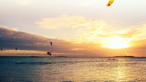On the beach, beach towels