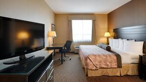 Pillowtop beds, desk, blackout drapes, iron/ironing board