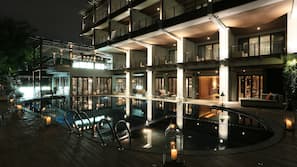 Outdoor pool, open 6:00 AM to 9:00 PM, pool umbrellas, sun loungers