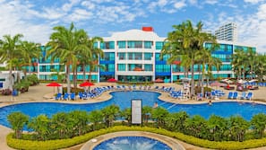 2 outdoor pools, open 8:00 AM to 6:00 PM, pool umbrellas, sun loungers