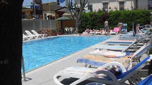 Piscina stagionale all'aperto, lettini