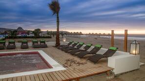 Outdoor pool, pool umbrellas