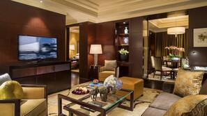 Premium bedding, free minibar items, in-room safe, desk