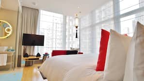 Egyptian cotton sheets, premium bedding, down duvets, minibar