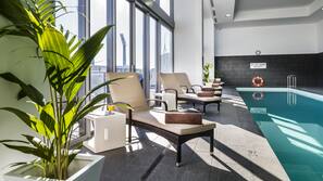 Indoor pool, pool loungers
