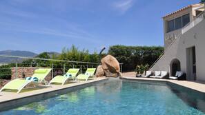 Outdoor pool, pool loungers