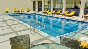 Indoor pool, outdoor pool, sun loungers