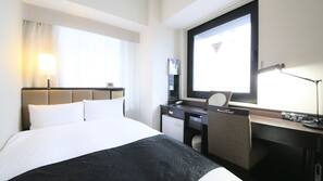 Premium bedding, desk, blackout curtains, iron/ironing board