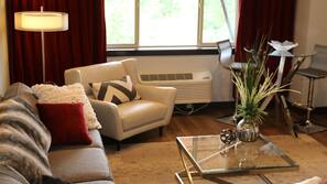 Flat-screen TV, pay movies
