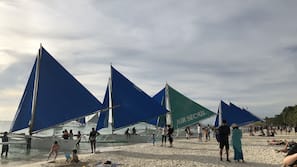 On the beach, white sand, beach bar