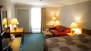 Pillow top beds, desk, blackout curtains, iron/ironing board