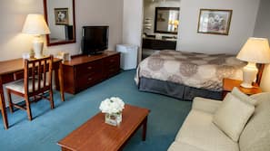 Pillow top beds, desk, blackout curtains, iron/ironing board