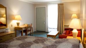 Pillow top beds, desk, blackout curtains, iron/ironing board