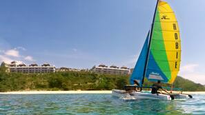 Private beach, white sand, beach towels, snorkelling