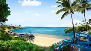 On the beach, beach towels, snorkeling, surfing