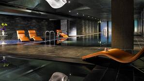 Indoor pool, pool loungers