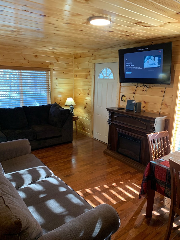 Property has a small pond on back side of the cabin ,it has geese  and ducks .