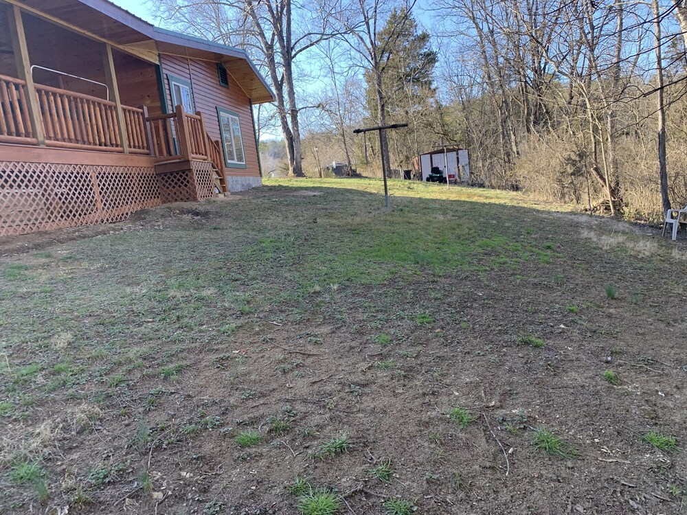 Property has a small pond on back side of the cabin ,it has geese  and ducks .