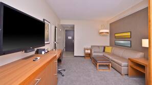 42-inch flat-screen TV with satellite channels