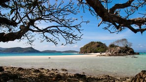 On the beach, free beach cabanas, sun loungers, beach umbrellas