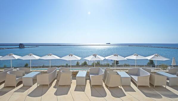 On the beach, free beach cabanas, sun loungers, beach umbrellas