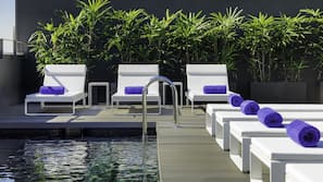 Outdoor pool, pool loungers