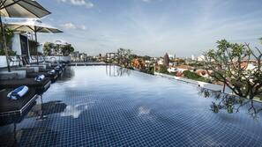 Outdoor pool, pool loungers