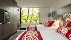 Ropa de cama de alta calidad, minibar, caja fuerte y escritorio
