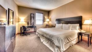 Premium bedding, down duvet, pillow top beds, desk