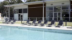 Outdoor pool, pool loungers