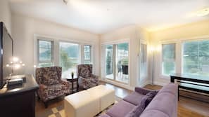 LED TV, fireplace, iPod docking station