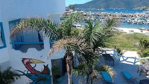 On the beach, sun-loungers, beach umbrellas, beach towels