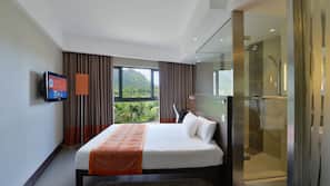 Down comforters, memory foam beds, minibar, in-room safe