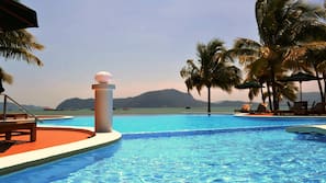 3 outdoor pools, pool umbrellas