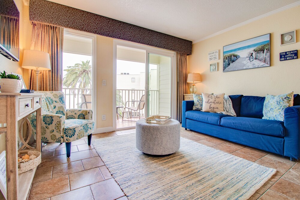 Waterfront condo with sunset views of Tampa Bay.