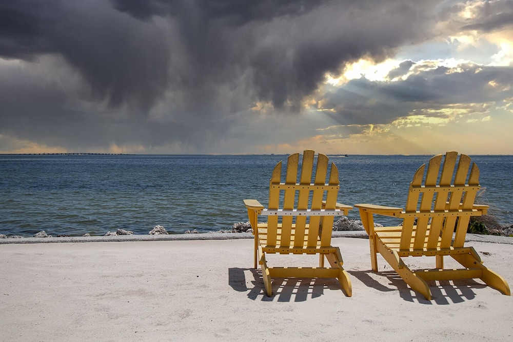 Waterfront condo with sunset views of Tampa Bay.