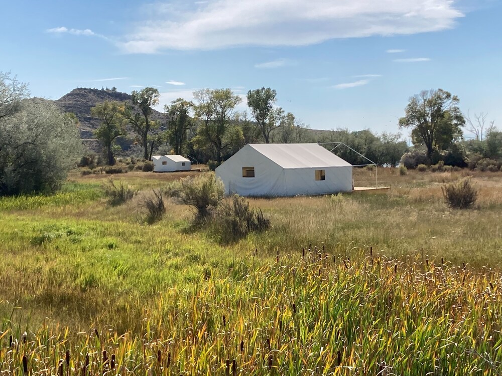 Bridger Canvas Cabins wall tents on the Clarks Fork of the
