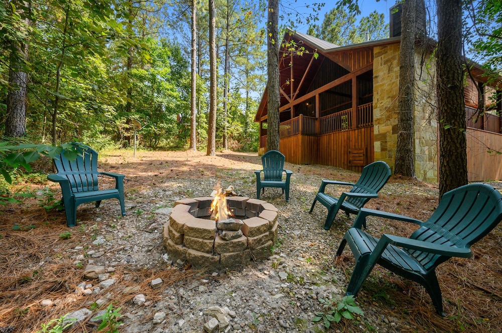 Evergreen R&R - A cozy couples cabin featuring a fire pit and hot tub.
